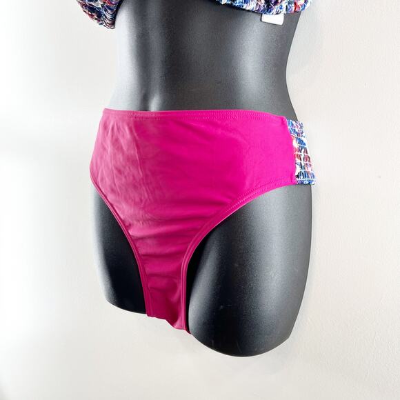 Swimsuits for All Smocked Triangle Top & Bikini Bottom Set Blue Pink 18 - Picture 9 of 15